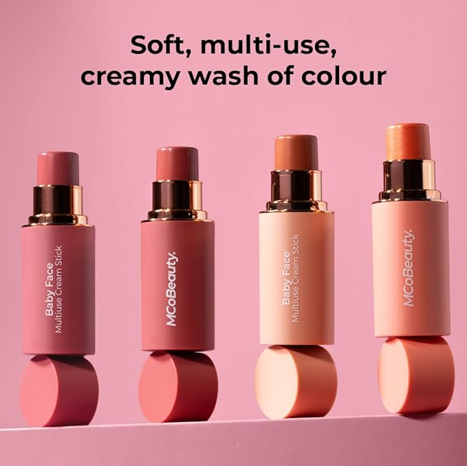 MCoBeauty - Baby Face Multiuse Cream Stick for Lips and Cheeks - Blush Stick in Nude Peach Shade - Contains Moisturising Jojoba Seed Oil, Coconut Oil and More - Charley