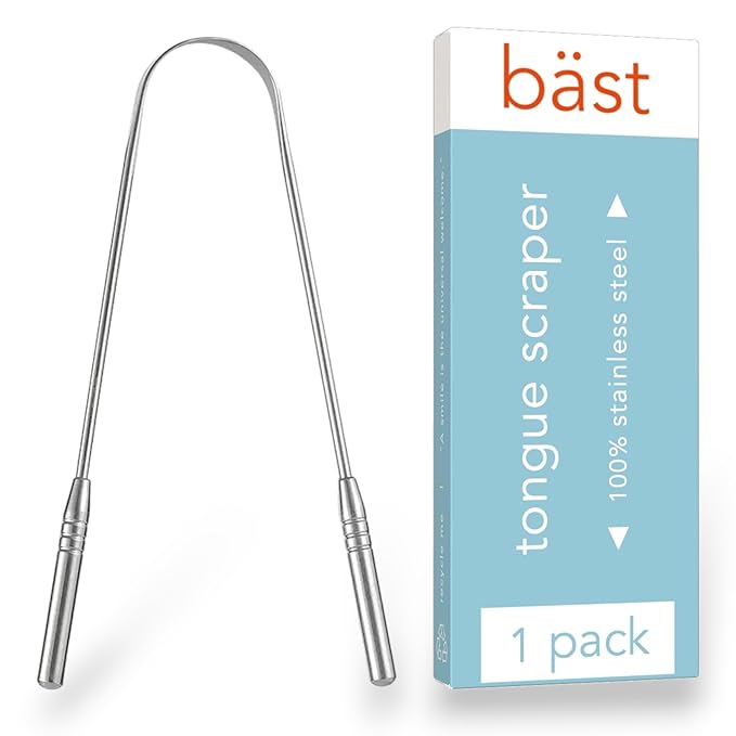 Tongue Scraper 100% Stainless Steel • Premium Tongue Cleaner • Improve Oral Health • Freshen Breath (1 Count)