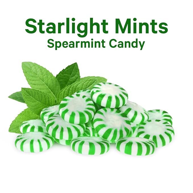 Starlight Spearmint Individually Wrapped Candy, 4 Pound Bulk Pack, Sweets for On the Go Refreshment, Starlight Mints Bulk Candy.