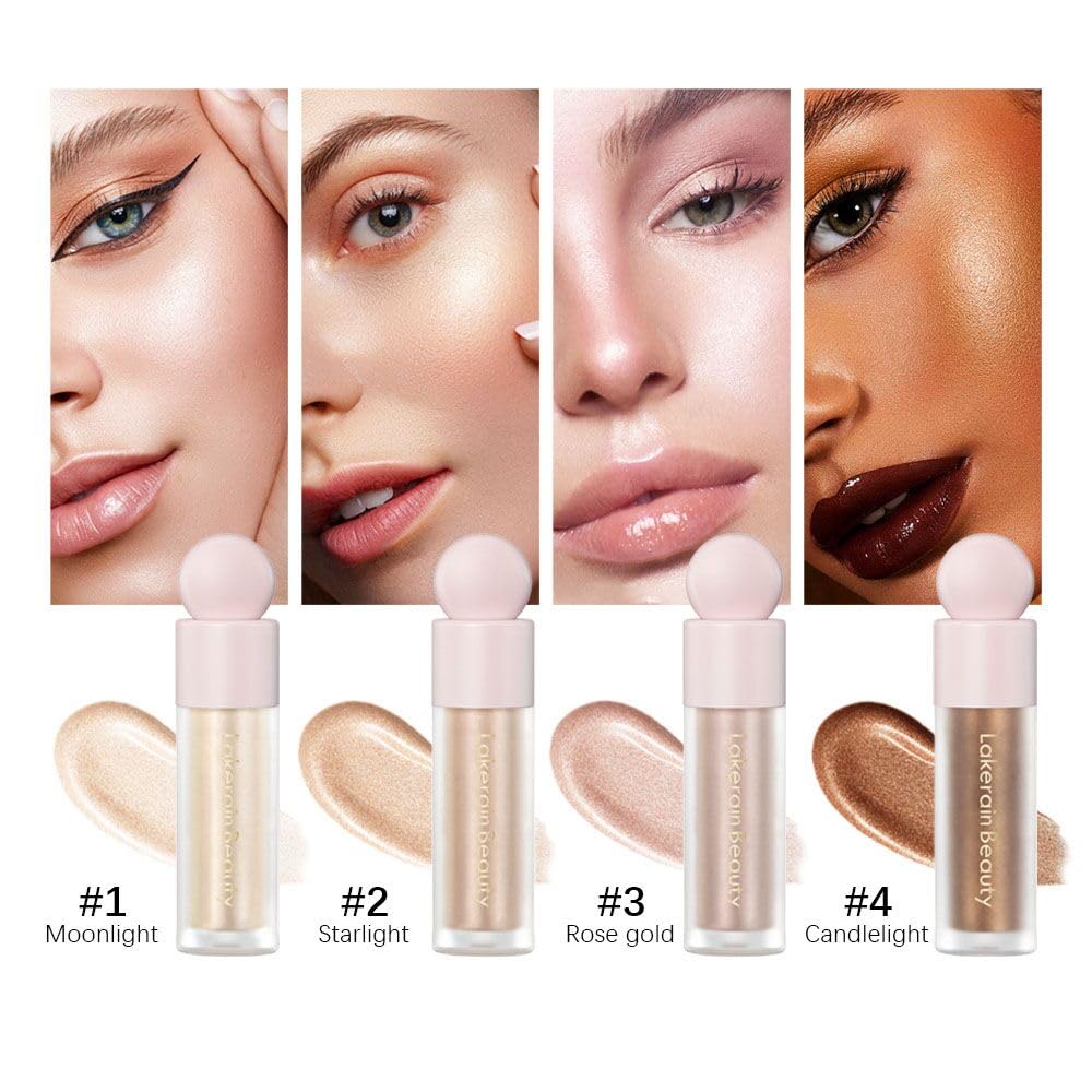 UNYOKE Liquid Highlighter, Highlighter makeup Stick，Makeup Highlighter Face Illuminator, Beauty Glow Highlight Body Shimmer, Waterproof Smooth Cream Highlighter, Longlasting Liquid Highlighter, Body Highlighter.-03#