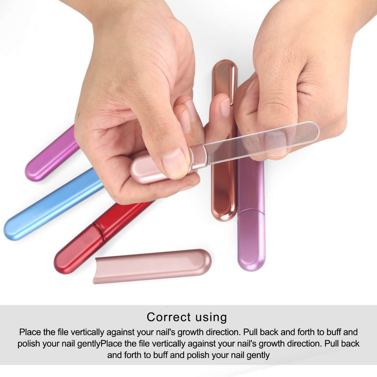 MiDenso Premium Glass Nail File with Case, Crystal Diamond Salon Best Beauty Nail Buffer for Natural and Acrylic Nails for Woman and Man, Light Purple