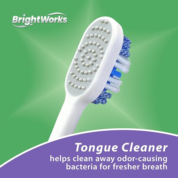 BrightWorks Toothbrush with Replaceable Heads - ECO-Friendly 100% PCR Handle with Aluminum Core, Soft Bristle Whitening Manual Toothbrush, Whole Mouth Cleaner (1 Handle + 2 Brush Heads)