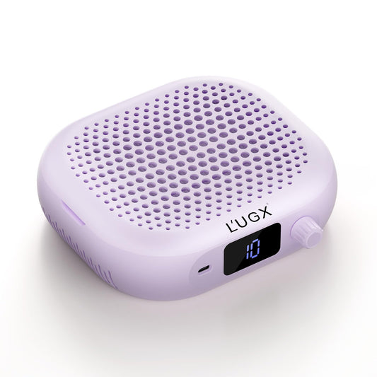 L'UGX Dust Collector Nail Tech – Compact Nail Dust Collector Profesional with Strong Suction, 10-Speed Turbo Fan, LED Display & Low Noise Nail Dust Cleaner for Home & Salon Use-Lilac Dream