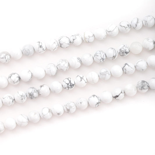 8mm 45pcs DIY Natural White Howlite Stone Beads Round Healing Crystal Gemstone Loose Beads for Jewelry Making Handmade Bracelet Necklace