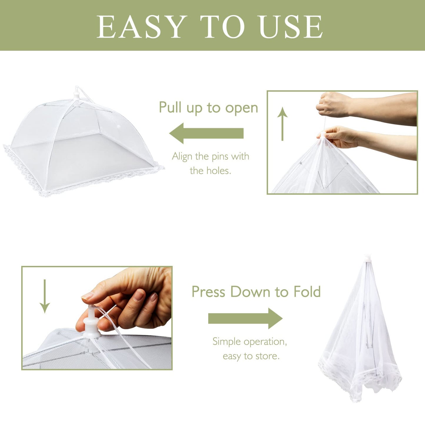 Wokuya 7Pack Various Size (40x24*1,17x17*2,14x14*2,12x12*2) Pop-up Food Tents Food Covers for Outside Mesh to Keep Bugs away,Reusable Collapsible Food Nets for Picnic Party BBQ Wedding Fruit