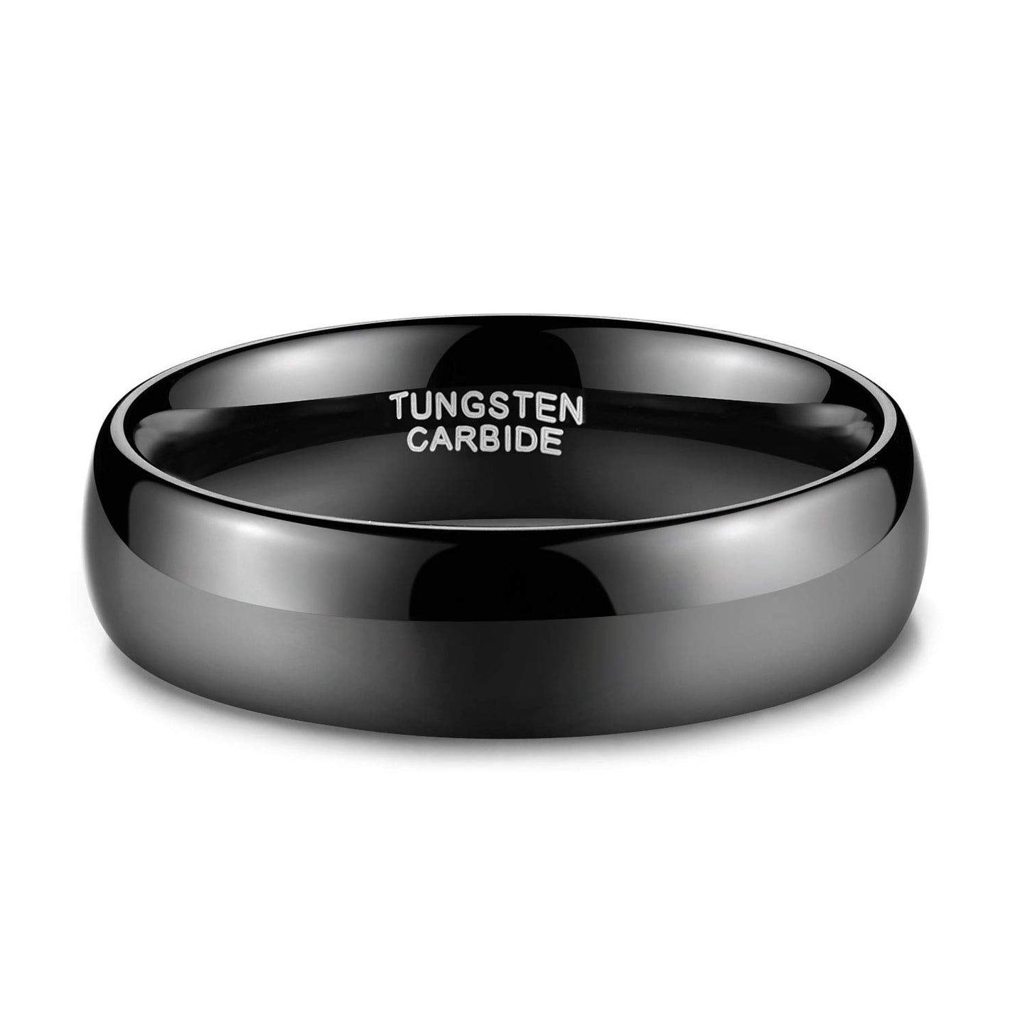 TRUMIUM 6mm Black Tungsten Ring for Men Women High Polished Comfort Fit Wedding Band Size 4