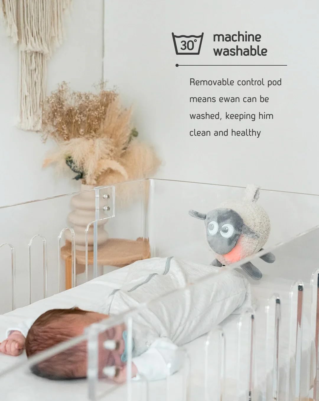 Sweet Dreamers, Rechargeable Ewan Deluxe, Gray | Baby & Toddler White Noise Sound Machine | Cry Sensor & Nightlight | 10 Soothing Sounds | Continuous or Timer Playback | Machine Washable