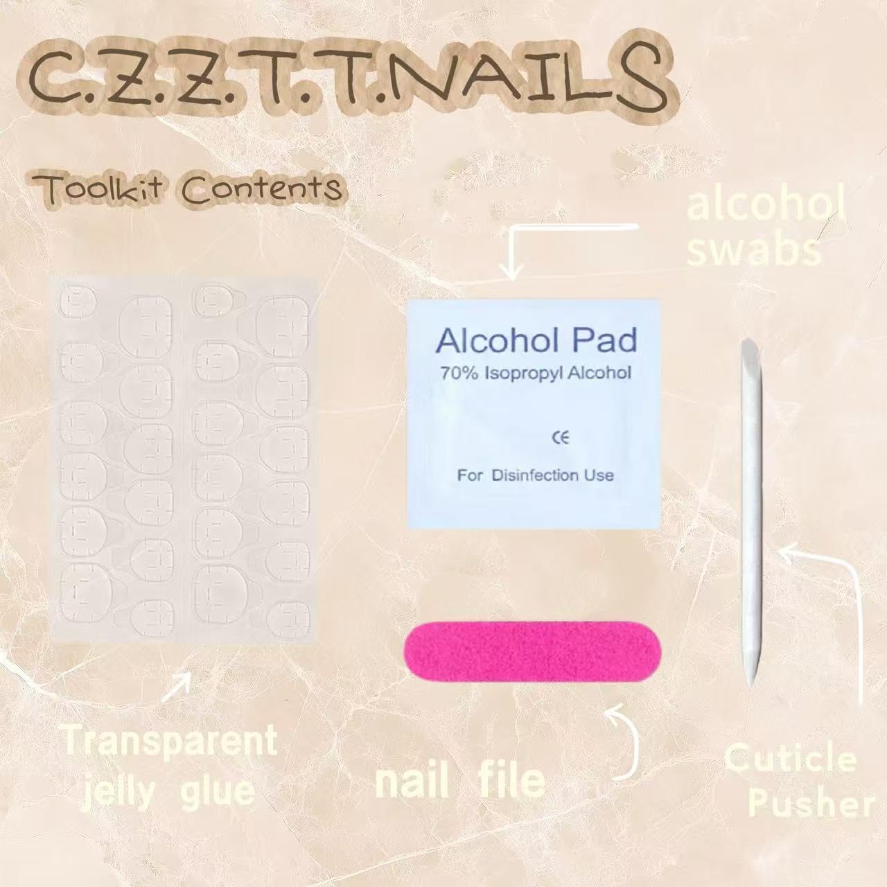 C.Z.Z.T.T.NAILS 30pcs Press On Nails, Almond Shape Coffee Cat Eye with Jelly Glue, Reusable and Perfect for Women