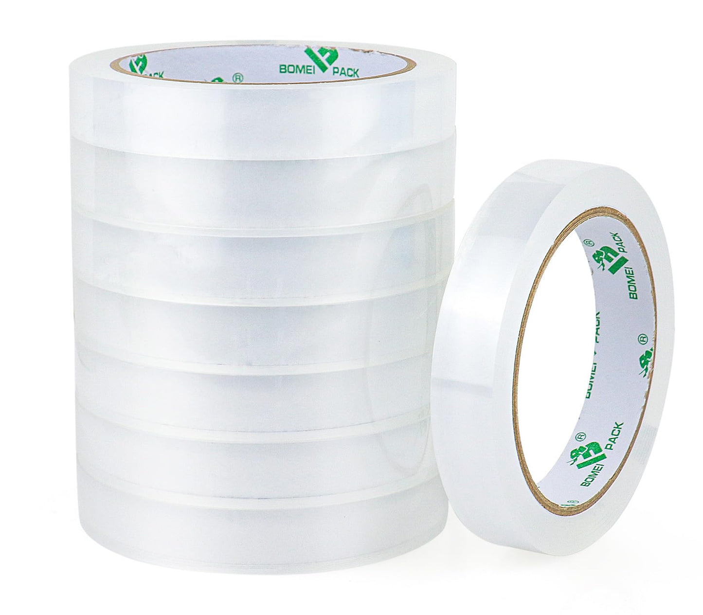BOMEI PACK 8Rolls Clear Tape Refills for Dispenser, Transparent Gift Wrap Tape 3inch Core for Home, Office, 3/4inch x 60yds