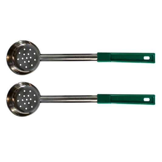 Habanerofire 4 Ounce Slotted Stainless Steel Portion Control Ladle Spoon for Measuring and Serving; Commercial Grade Serving Scoops [Pack of 2]