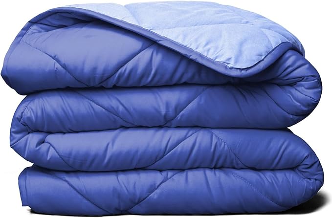 ViscoSoft All Seasons Twin XL Down Alternative Reversible Quilted Comforter - Breathable Premium Extra Long Soft Microfiber Duvet Insert Light Blue/Navy
