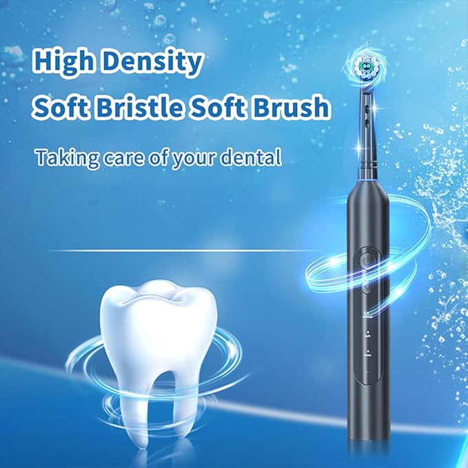 Deep Clean Rechargeable Electric Powered Toothbrush, Rechargeable Electric Toothbrush with 8 Brush Heads,Pressure Sensor to Protect Gums (White)
