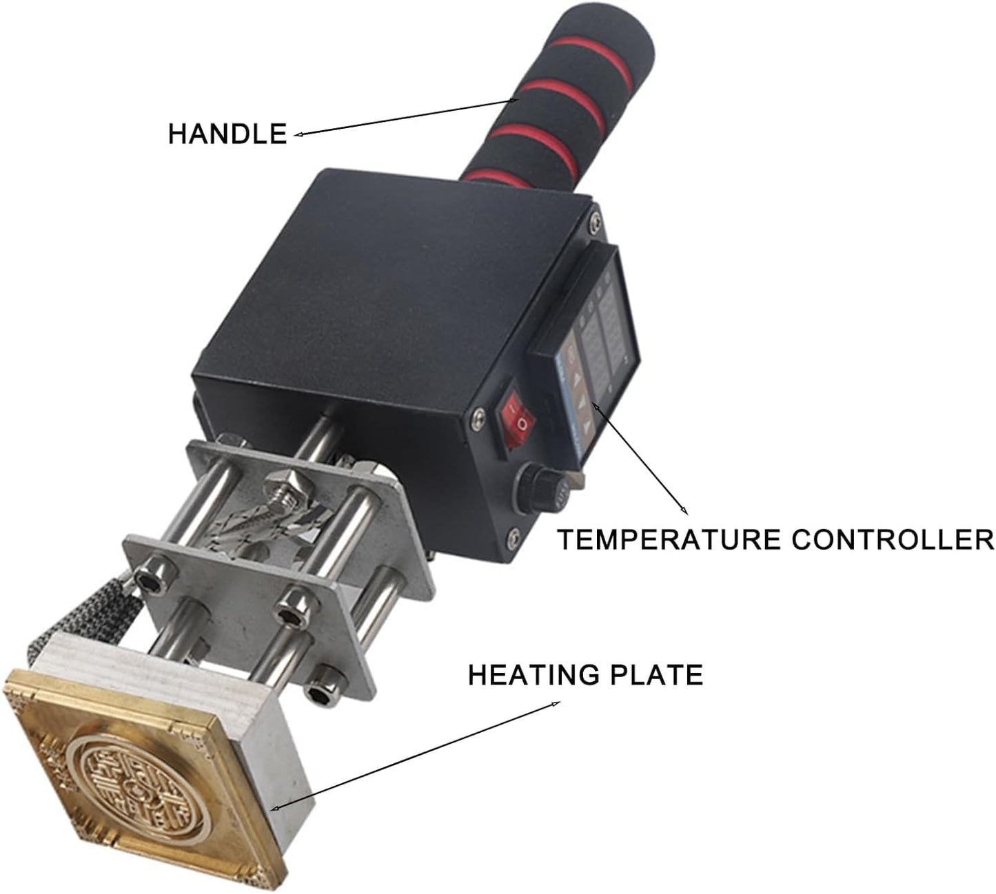 Embossing Machine, 110V 500W Handheld Portable Hot Stamping Branding, Machine Heat Press Digital Leather Tool, Paper Wood Custom Logo Food Foil Stamp Printer (Precise Location 5-7cm)