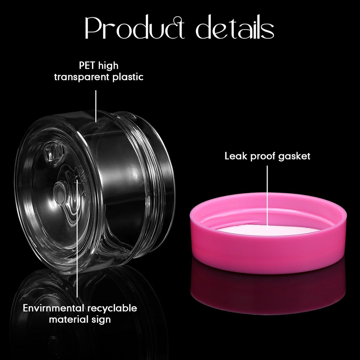 SATINIOR 100 Pcs Plastic Jars with Lids Small Containers Lids Wide Mouth Small Plastic Containers for Lotion Cream Rhinestones Body Butters Travel Storage(1 oz,Pink)