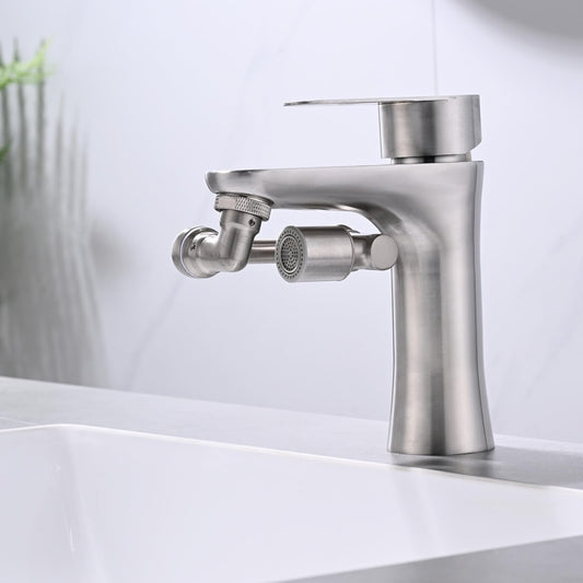 Universal 1080° Swivel Bathroom Faucet Extender Rotating Faucet Attachment Adapter for kitchen Sink Brushed Nickel