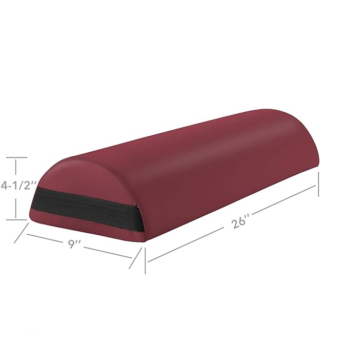 Saloniture Jumbo Half Round Massage Table Bolster Pillow Pad - 26 x 9 x 4.5 Inch - Burgundy