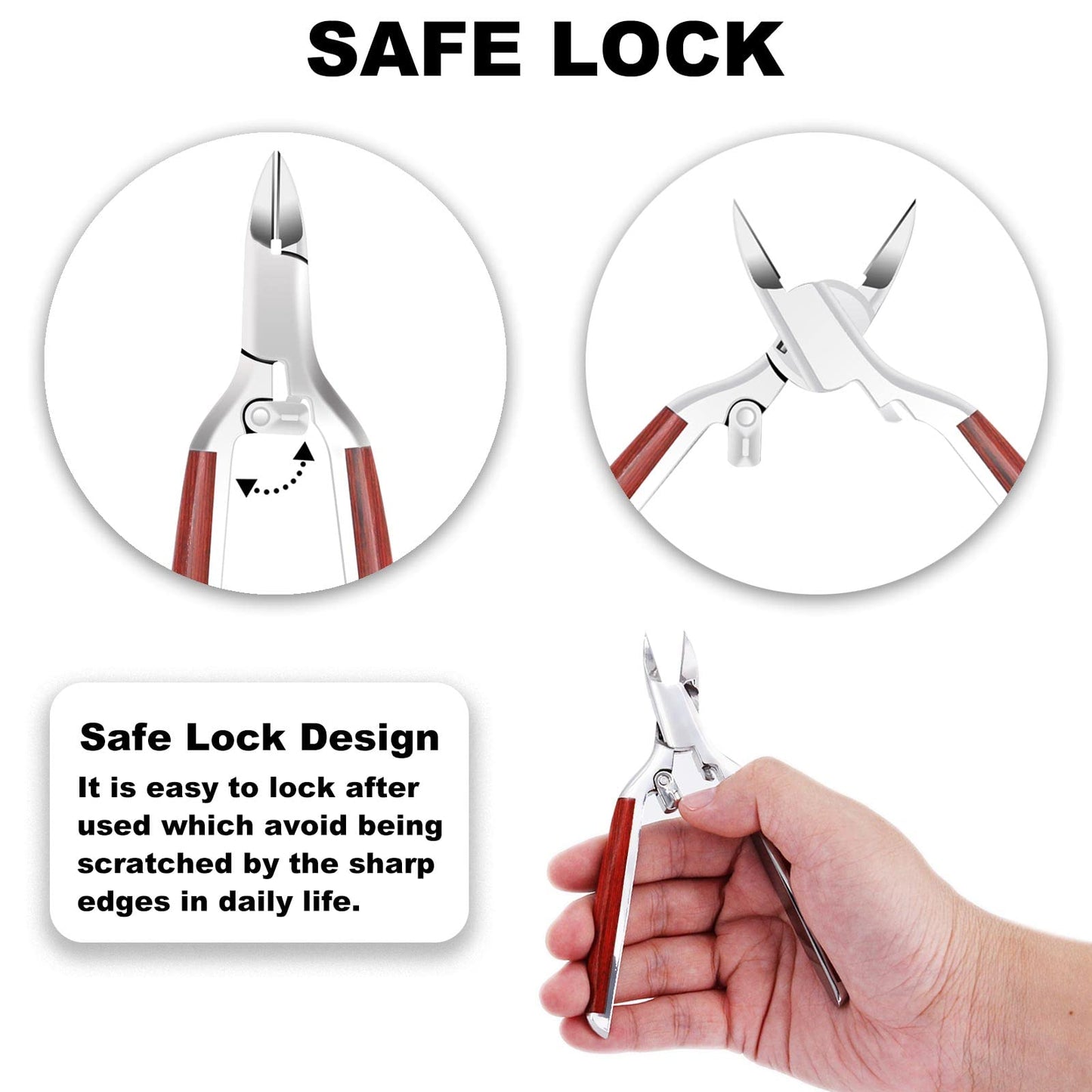 Podiatrist Toenail Clippers for Ingrown&Thick Toenails, alicates para uñas de pies, Luxury Wooden Handle Nail Clippers, Professional Toenail Cutter for Seniors, Men, Women