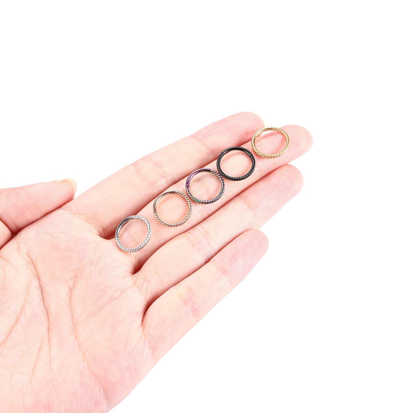 8mm Septum Ring Septum Jewelry Seamless Septum Clicker Nose Rings 18 Gauge Nose Ring Hoop 18g Rainbow Cartilage Earring Lip Rings Nose Hoop Surgical Steel Helix Earrings Nose Piercing Jewelry