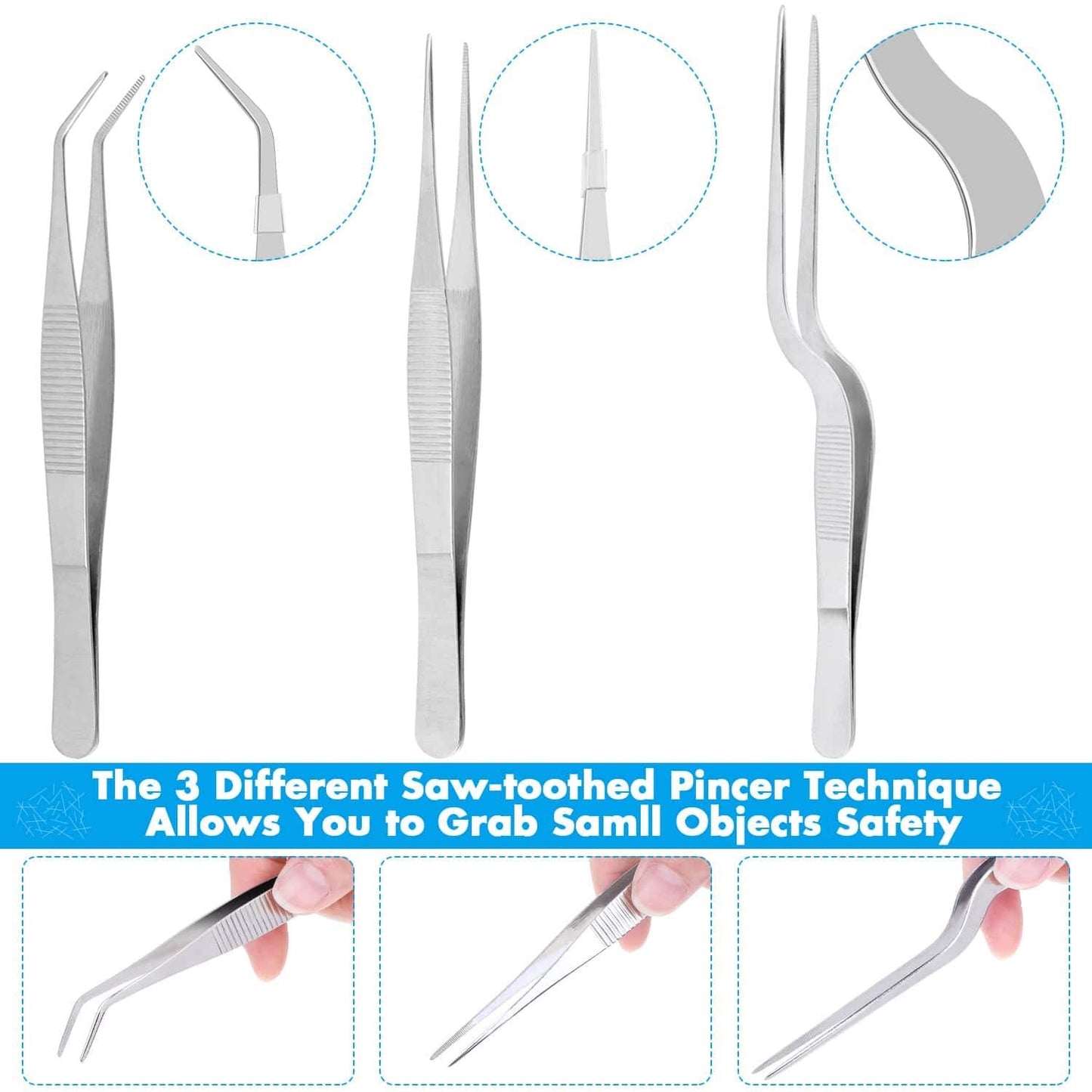 Cridoz 7 Pcs Stainless Steel Kitchen Cooking Plating Tweezers Tongs Drawing Spoons Offset Spatula and Fish Spatula for Food Culinary Plating Decorating