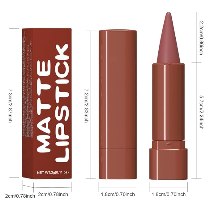 evpct 3Pcs Red Reddish Nude Brown Gradient Matte Lipstick Lip Liner Crayon Combo Pencil Set for Women Long Lasting Waterproof, Cream Lip Liner and Lipstick Combo Makeup，Flawless Gradual Ombre Effect
