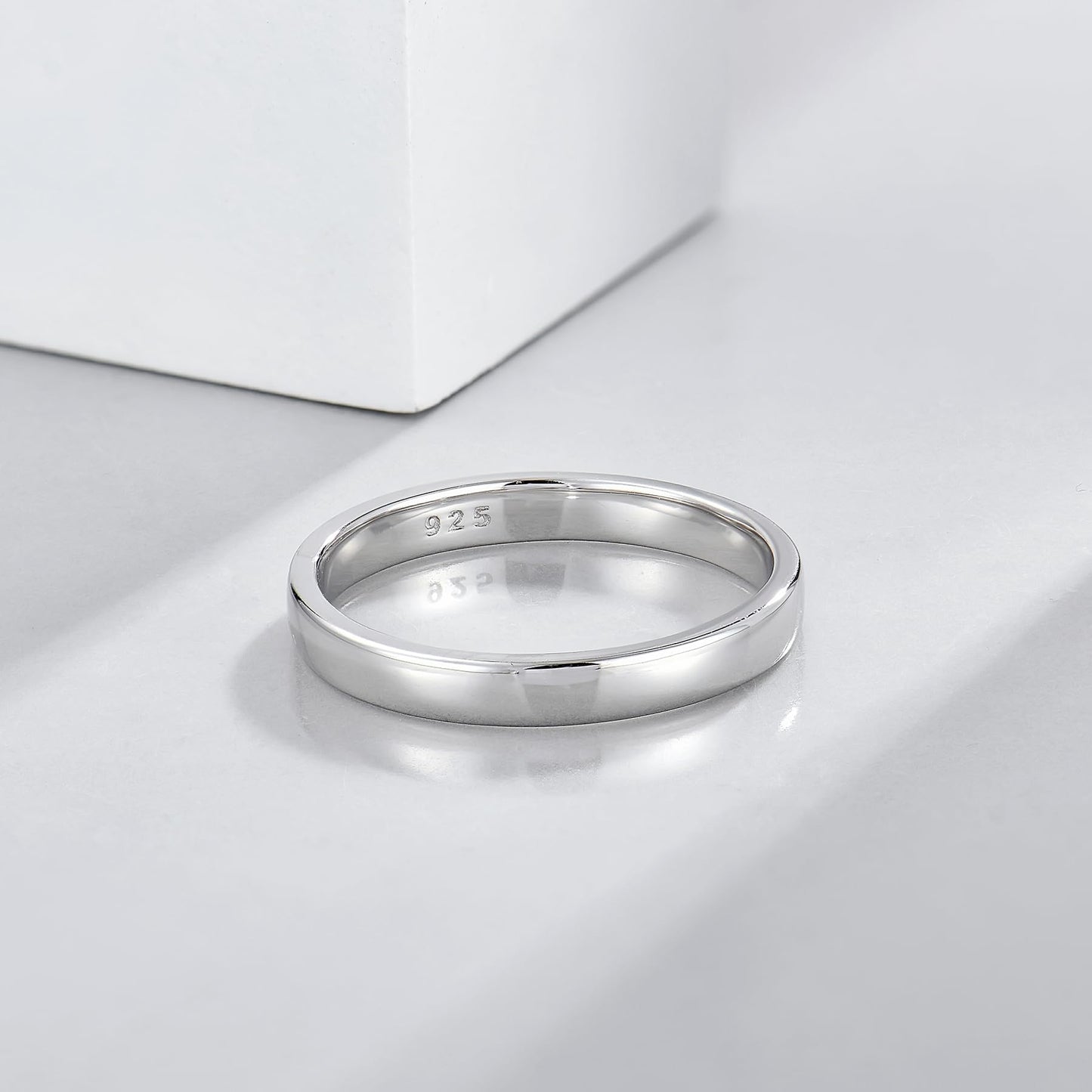 STARCHENIE Solid 925 Sterling Silver 3mm Wedding Band Ring, Comfort Fit High Polish, for Men and Women (Size 9)