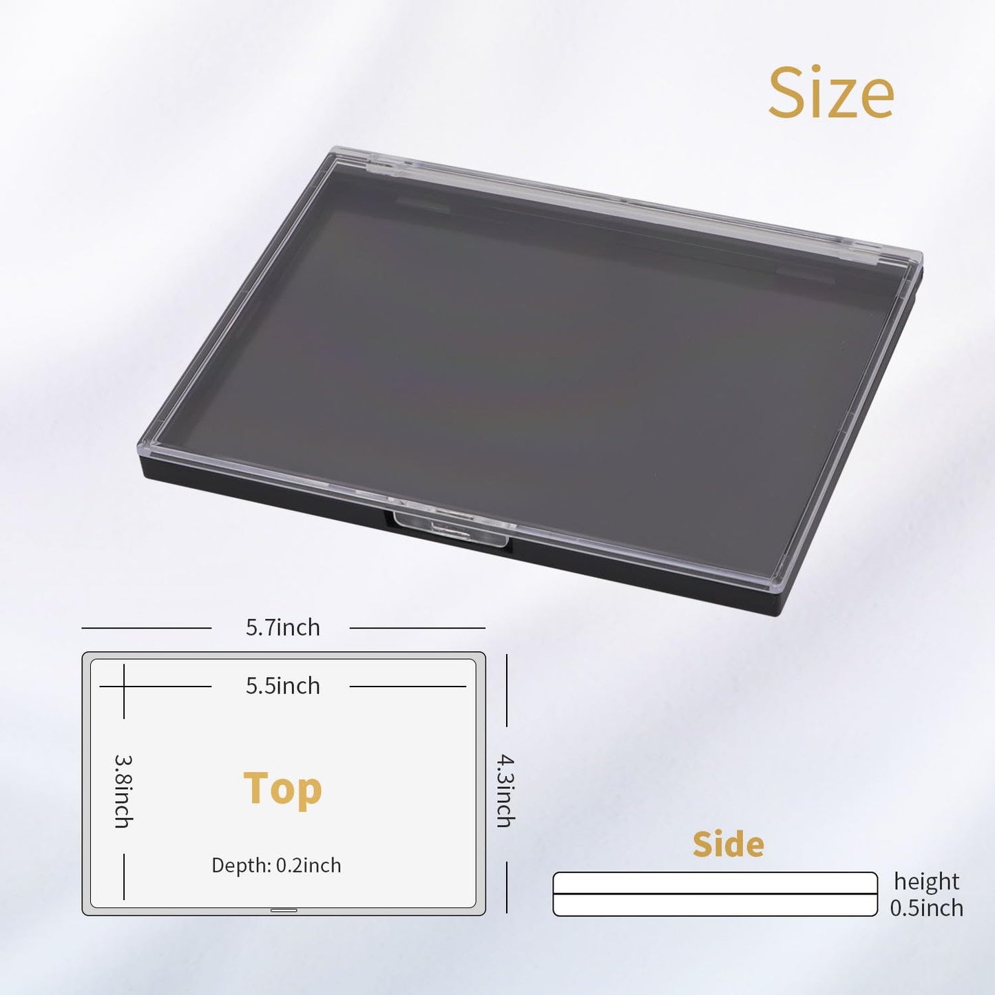 Magnetic Makeup Palette with Clear Top, 3Pack Empty Eyeshadow Pan Dispensing Storage Box with 60Pcs Adhesive Metal Stickers for DIY Cosmetics Lipstick Blush Powder-5.7"x4.3"Palette