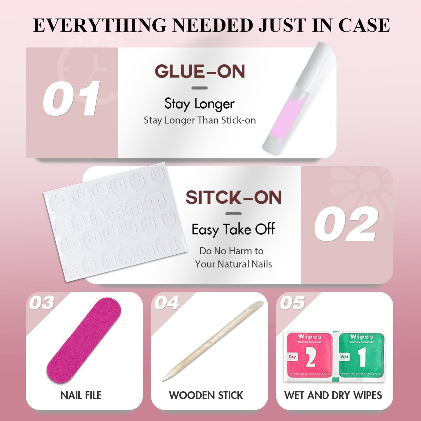 KQueenest Light Blue Press On Nails Long Square - Summer Press On Nails Medium Coffin, Sheer Soft Blue Fake Nails with Glue, Glossy Opaque, Reusable Soft Gel Glue on Nails for Manicure Gift, 24 Pcs