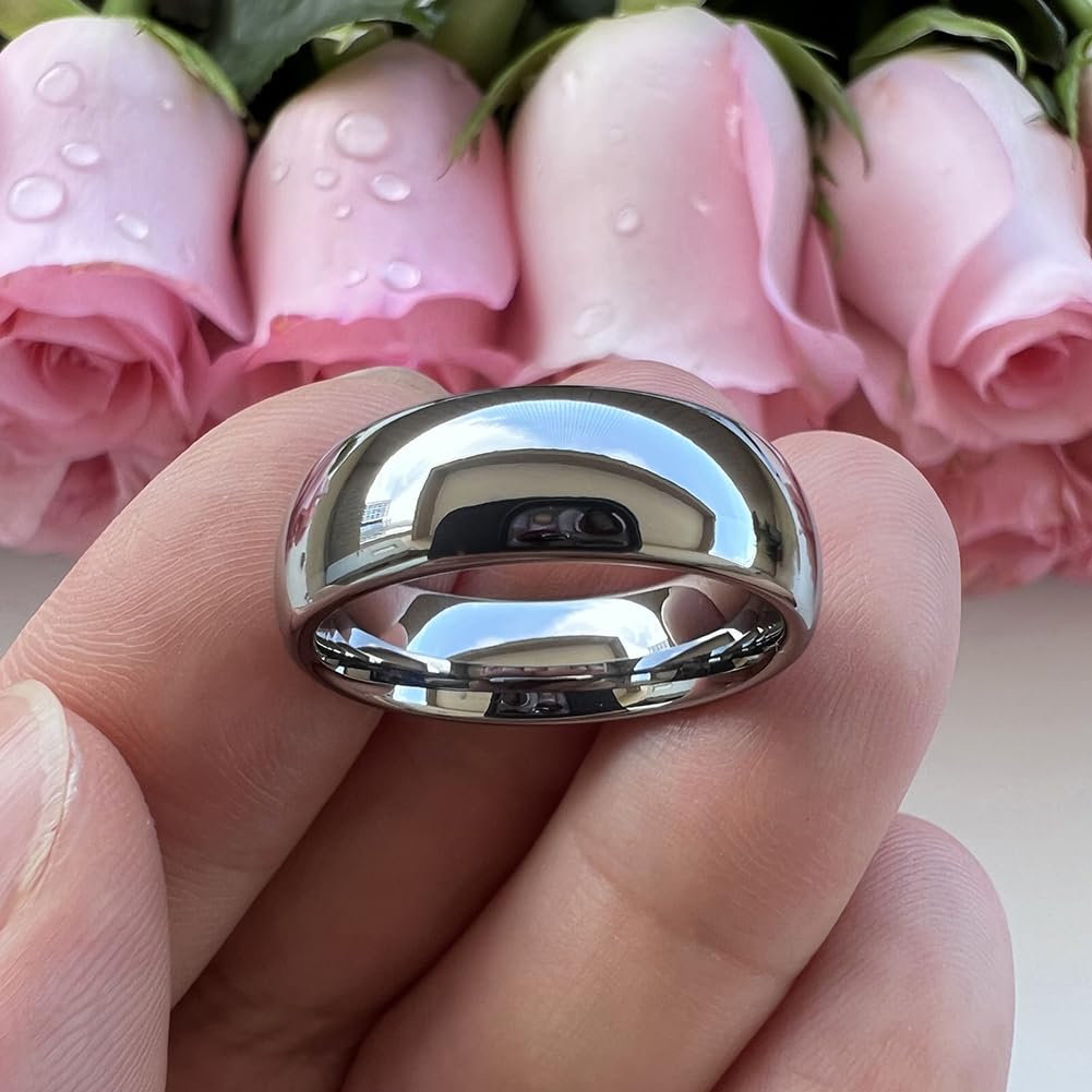 TUTISS 7mm Tungsten Carbide Rings for Men Women Engagement Wedding Bands Domed Polished Shiny Comfort Fit Size 11