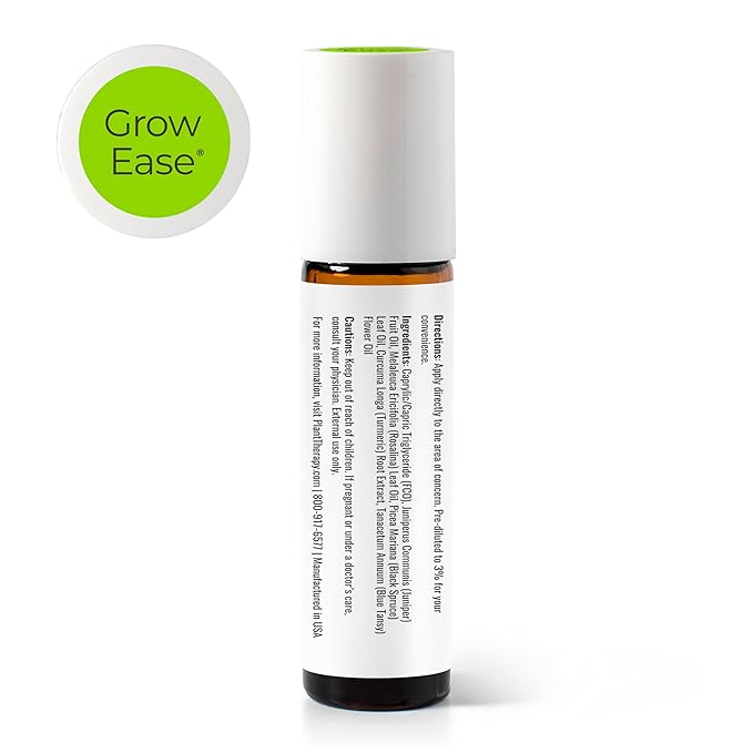 Plant Therapy KidSafe Grow Ease Essential Oil Blend Pre-Diluted Roll-On 10mL (1/3 oz) 100% Pure, Therapeutic Grade