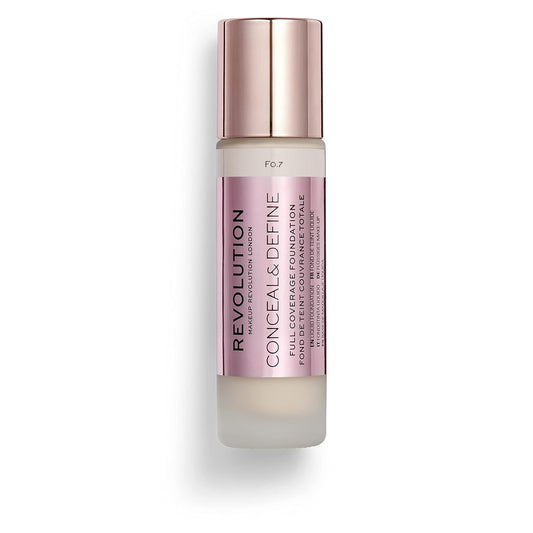 Revolution Beauty, Conceal & Define Foundation, Full Coverage, Long-Lasting Matte Finish, Vegan & Cruelty Free, F1 Fair Skin Tones, 0.8 Fl. Oz.