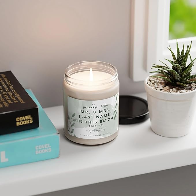 Wedding Candle Gifts for Couples, Best Engaged Gifts, Engagement Gift for Men Women, Engagement Gift for Newlyweds, Gift for Husband Wife, Soy Scented Decorative Candle for New Bride, Style 2