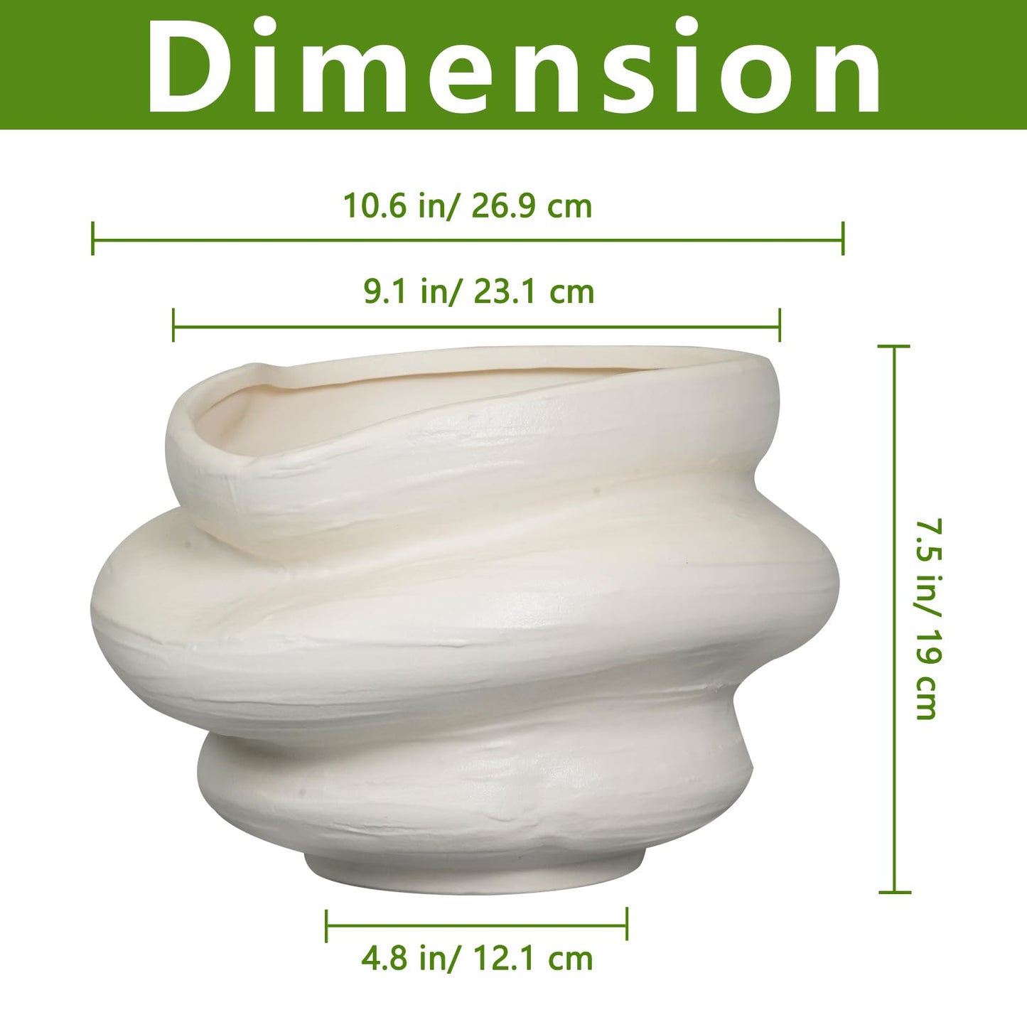 Teagas Ceramic Plant Pots Bonsai 10.6 Inch - Flower Pots for Indoor Plants, Large Plant Pots with Drainage Hole, Decorative Planter Outdoor Flower Pot for Office, Gift for Men Women, White