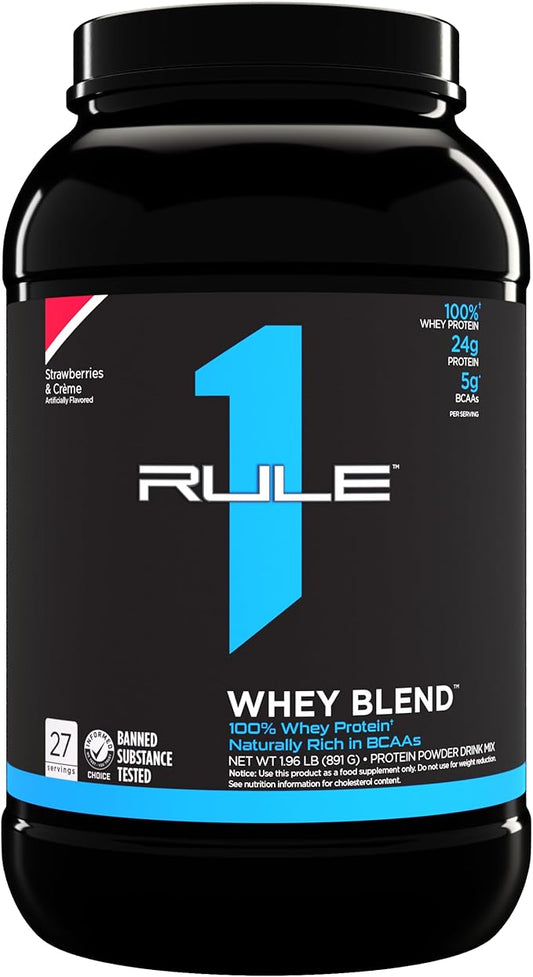 Rule One Proteins Whey Blend - 100% Whey Protein, Isolates, Naturally Rich in BCAAs, 1,96 lbs, 891g