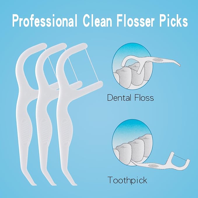 Dental Floss Picks Extra Strong Professional Clean Flosser Picks | Toothpicks for Adults | Easy Grip Handle | Fresh Mint, 50 Count