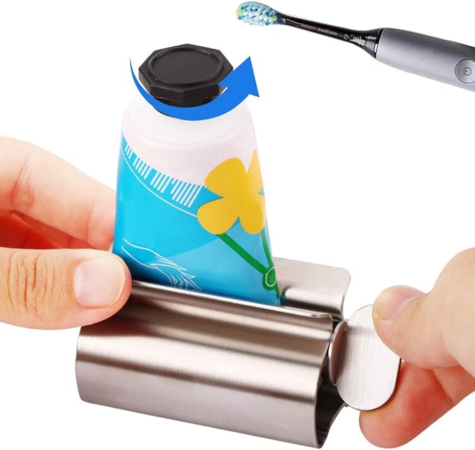 Toothpaste Squeezer - Metal Tube Squeezer Stainless Steel Tube Wringer UDQYQ Toothpaste seat Holder Stand (3 Pack)
