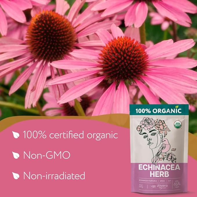 Echinacea Tea Loose Leaf (4 oz.) - Organic Echinacea Herb - Equinacea Organica - Great for Seasonal Changes - Supports Faster Recovery