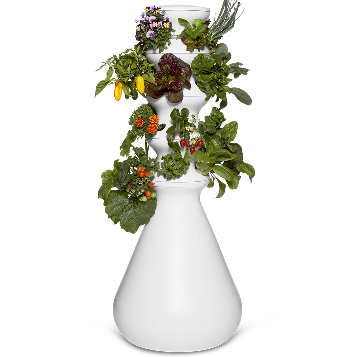 Farmstand Starter Kit + 24 Seedling Credit | Medium Hydroponic Growing System Kit | Self-Watering Outdoor Vertical Garden Planter Tower | 4ft 10in | Made in USA