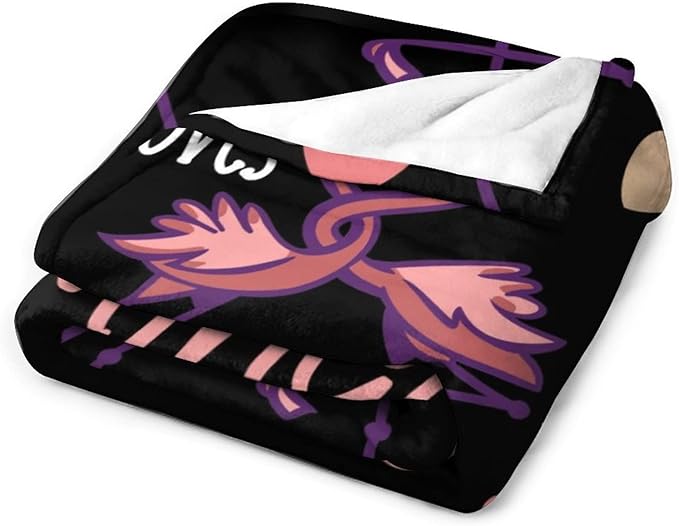 Flamingo Throw Blanket Gifts - 40 x 50 Inches Funny Throws for Girls - Black Warm Furry Plush Blankets for Sofa