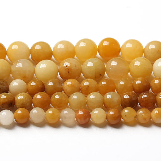 8mm 45pcs Natural Yellow Aventurine Jade Beads Round Loose Beads Energy Crystal Healing Power Gemstone for Jewelry Making DIY Bracelet 15 Inch