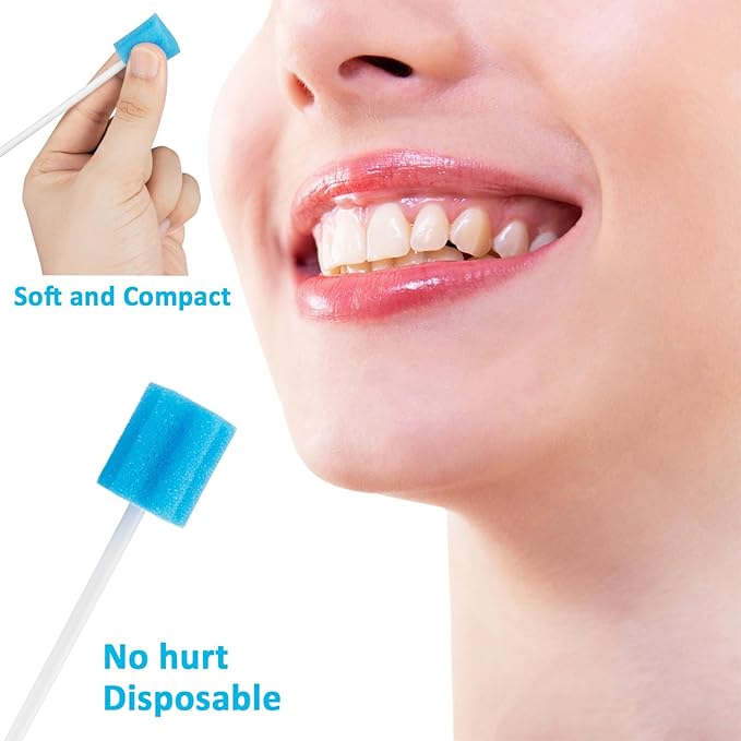 50 Oral Cleaner Swabs Disposable Sponge - Toothettes Mouth Swabs Swabsticks for Elderly Dry Mouth Waterless Toothbrushes on the go Mini Pet Children Sterile Thrush Mouth Treatment