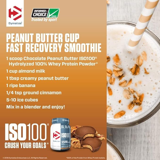 Dymatize ISO100 Whey Protein Powder Isolate, Vanilla, 25g of Protein, 3 Pound, 5.5g BCAAs, Less Than 120 Cal., Gluten Free, 1g Fat, 1g Sugar, 2g Carb