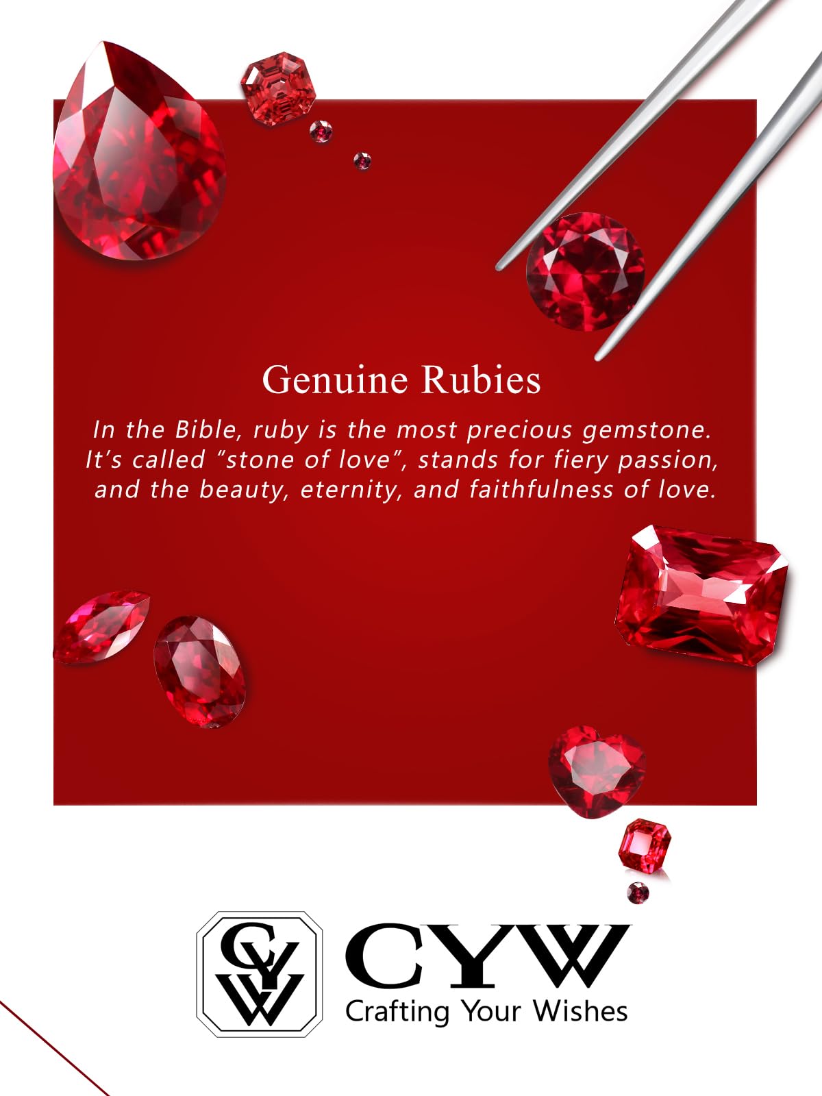 CYW 1 Carat Red Ruby Small Heart Necklace for Women 925 Sterling Silver Solitaire Pendant Necklace