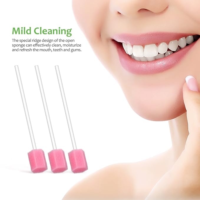 250 Pcs Disposable Oral Cotton Pink Cotton Swabs Sents Disposable Oral Care Swabs Teeth Cleaning Swabs Sponges Toothpicks Elderly Care Products Swabs Sponge Swabs Baby