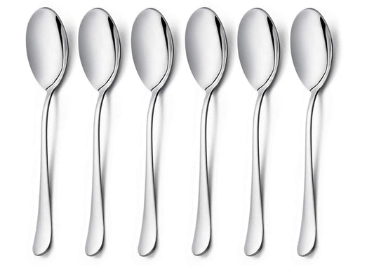 HaWare Serving Spoons X 6, 9.8 inches Large Size Stainless Steel Spoon Service for Home, Elegant Design for Kitchen/Buffet/Party, Mirror Polished and Dishwasher Safe(6 Pack)