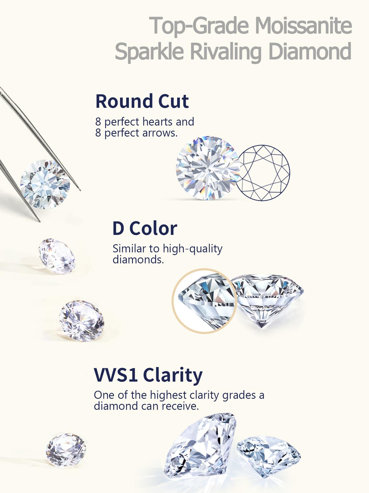 CYW Sterling Silver Moissanite Star Ring Adjustable Womens Stacking Open Rings Size 9