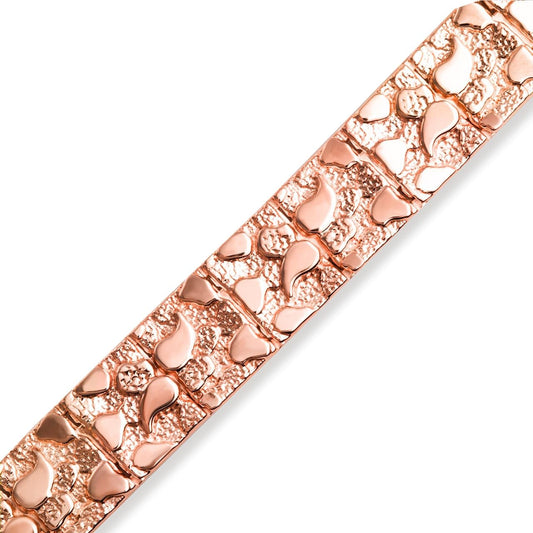 Solid 14k Rose Gold Large Textured Nugget Bracelet (Size 7)