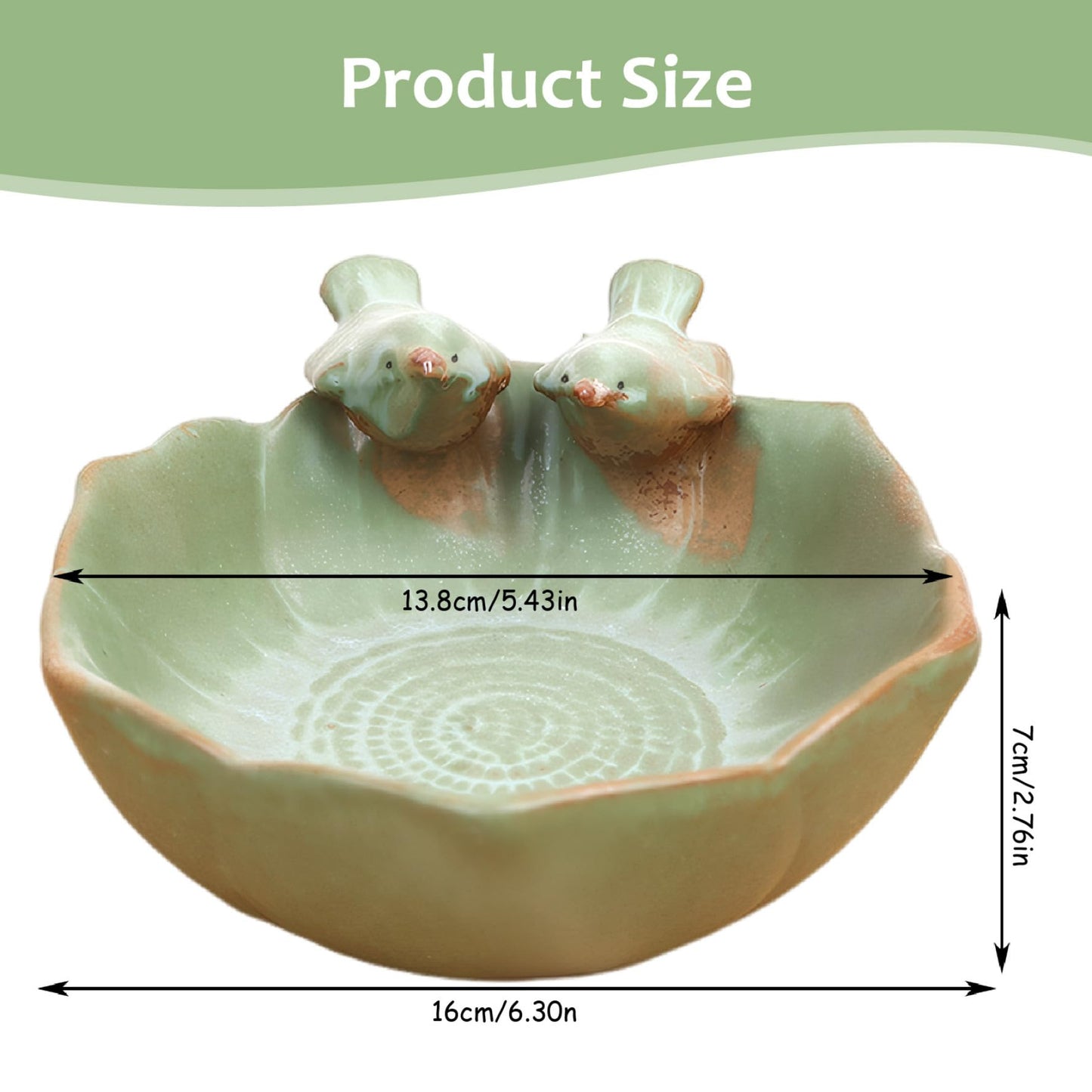 Meyrwoy Flower Pots, Suculentas Pot with 2 Adorable Birds Succulent Planter DIY Flower Planting Garden Pots Ceramic Round Hollow Planter for Home Indoor Outdoor Garden Decor
