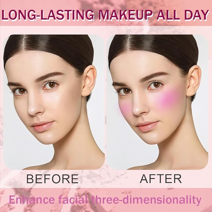 Matte Powder Blush for Cheeks – Long Lasting Natural Face Blusher Makeup, Lightweight Blendable Cheek Color for Women, Vegan & Cruelty-Free – #12 Deep Rose Pink