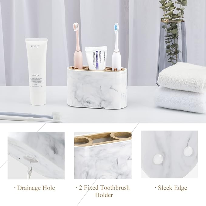 Shinowa Toothbrush Holder,Premium Toothbrush Organizer,Bathroom Storage Organizer for Electric Toothbrush, Toothpaste, Razor, Comb - Ink White