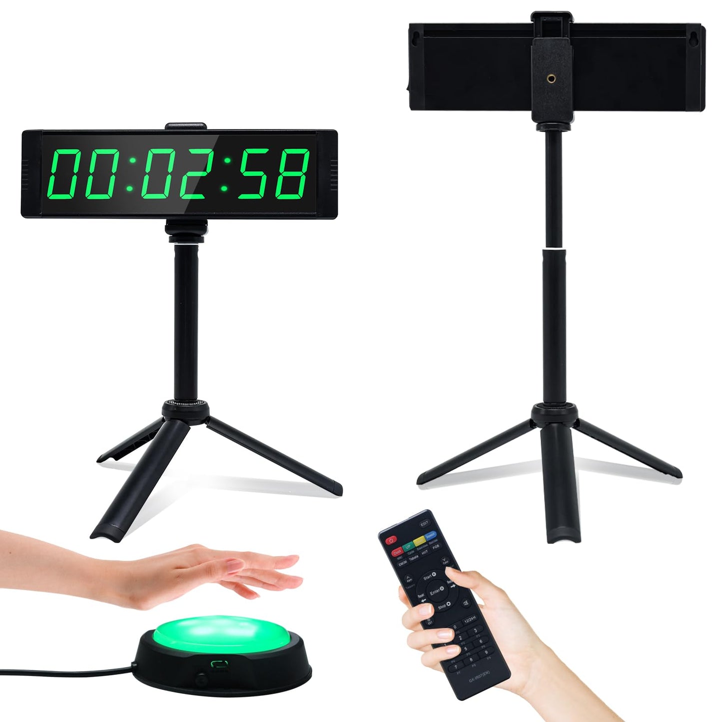YZ Gym Timer Clock for Home Gym, Fitness Timer with Stopwatch Button, Large Digital Stopwatch Countdown Clock, 12/24H Digital Wall Clock, with Stand